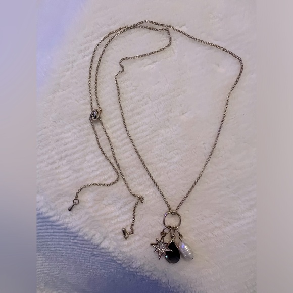 Genuine Rice Pearl and Gems Gold Tone Adjustable Chain Charm Necklace - Picture 5 of 5